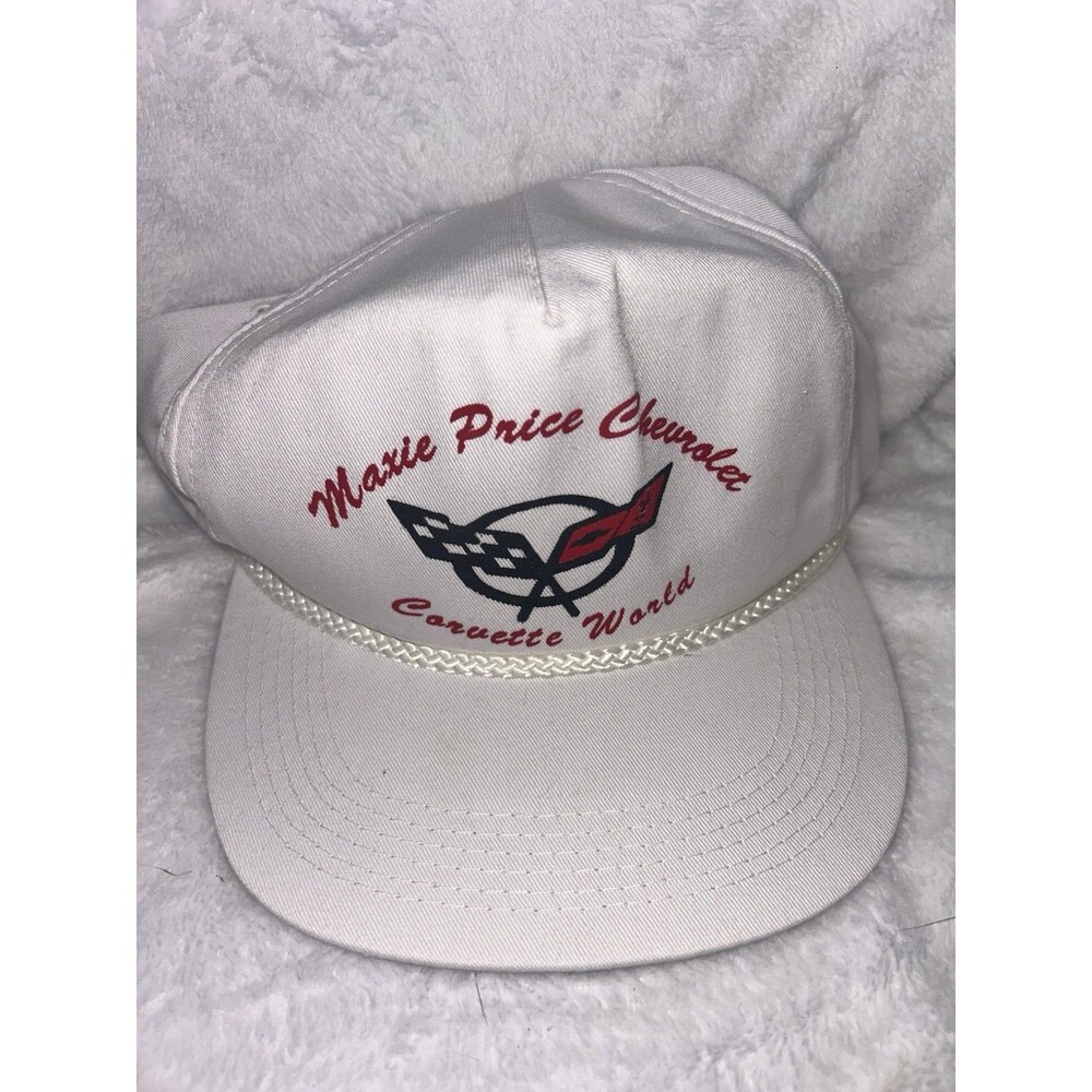 Vintage Chevrolet Corvette Rope Snapback Trucker Hat White Mesh USA Cap